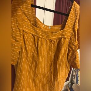 Source Unknown Mustard Striped Blouse